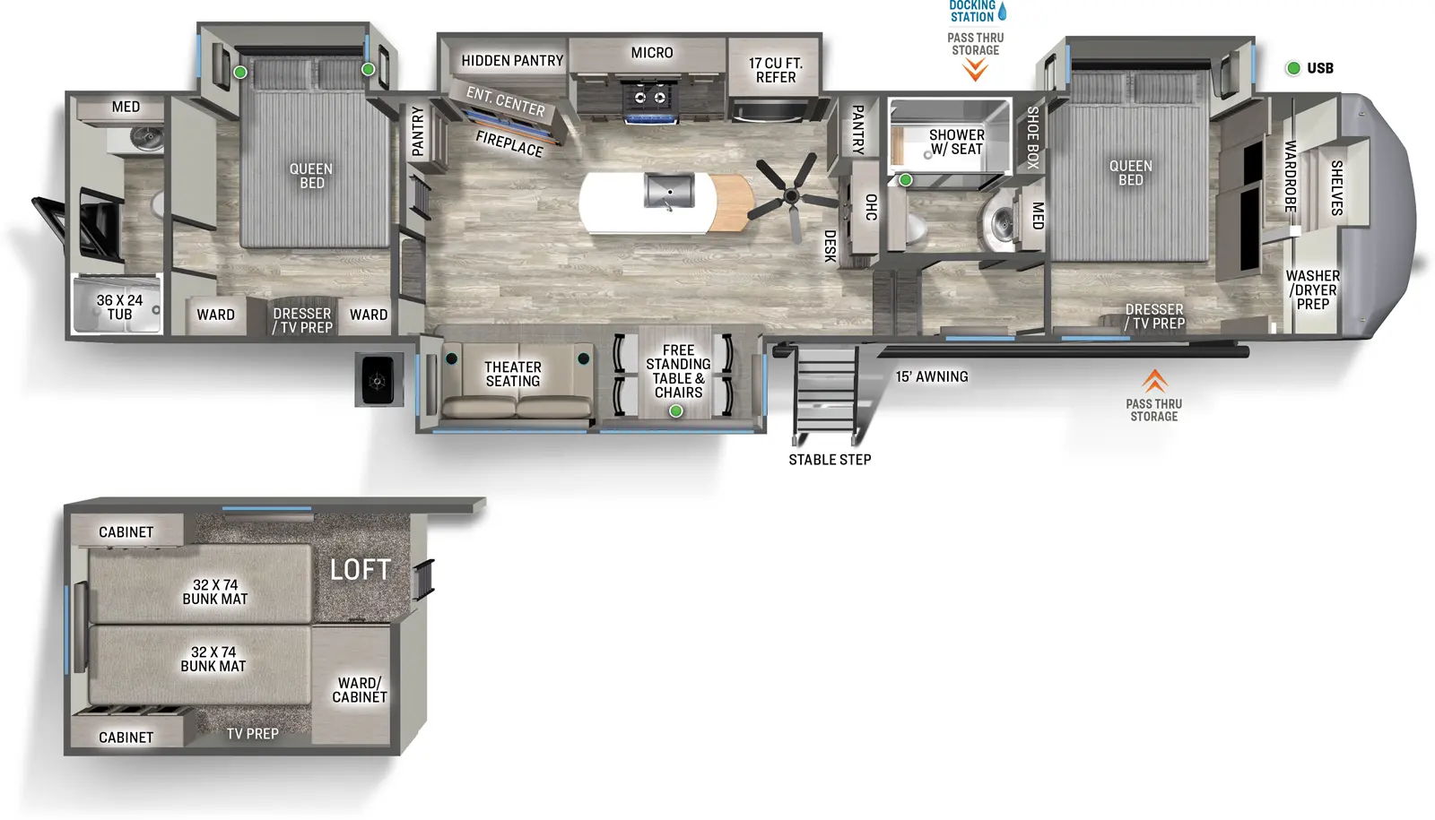 Sandpiper Fifth Wheels 4002FB Floorplan